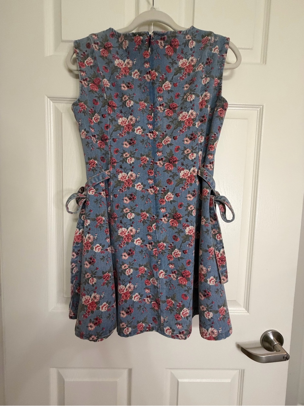 Blue Floral Sleeveless Tie-Waist Dress - Picture 6 of 6